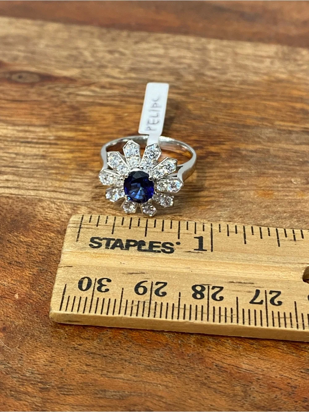 925 Sterling Silver White And Blue CZ Ring